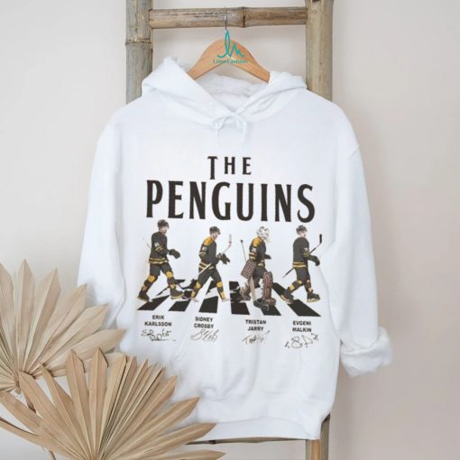 Penguins Walking Abbey Road Signatures Ice Hockey Shirt