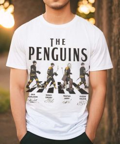 Penguins Walking Abbey Road Signatures Ice Hockey Shirt