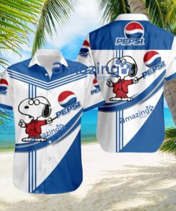 Pepsi Logo Snoopy Pattern Tropical Button Down Hawaiian Shirt
