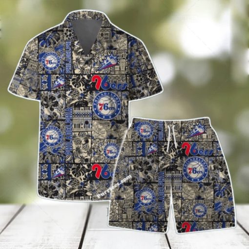 Philadelphia 76ers NBA Logo Vintage Floral Pattern Hawaiian Shirt & Short