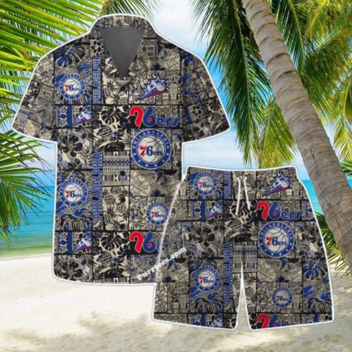 Philadelphia 76ers NBA Logo Vintage Floral Pattern Hawaiian Shirt & Short