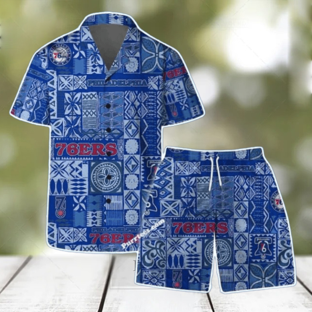 Philadelphia 76ers Team Logo Tropical Pattern Hawaiian Shirt & Short Philadelphia 76ers Team Logo Tropical Pattern Hawaiian Shirt & Short