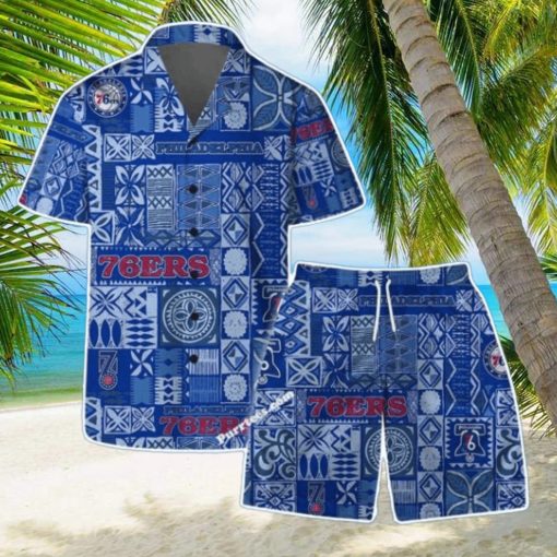 Philadelphia 76ers Team Logo Tropical Pattern Hawaiian Shirt & Short