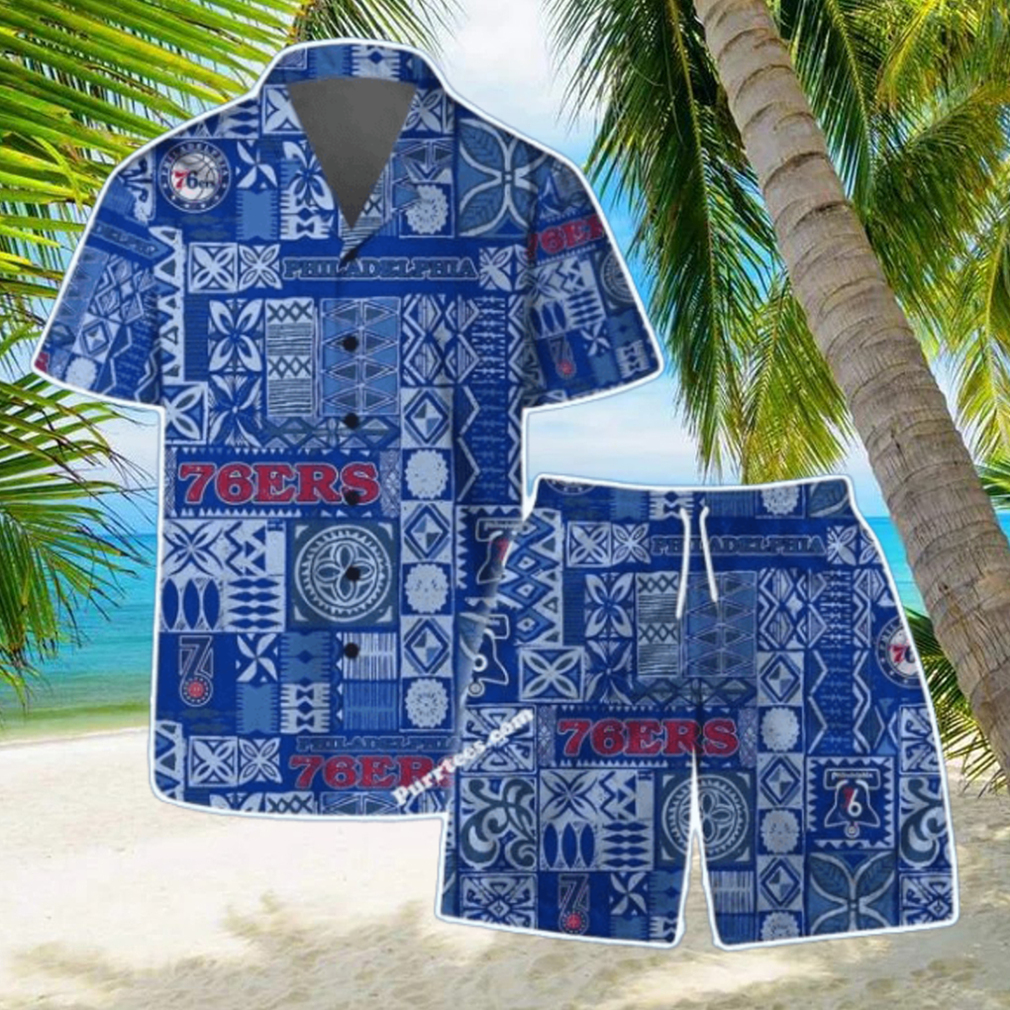 Philadelphia 76ers Team Logo Tropical Pattern Hawaiian Shirt & Short Philadelphia 76ers Team Logo Tropical Pattern Hawaiian Shirt & Short