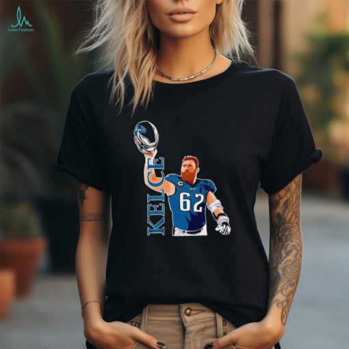 Philadelphia Eagles Jason Kelce holding helmet shirt