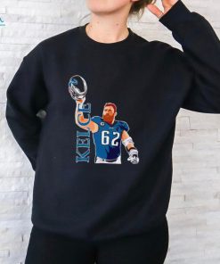 Philadelphia Eagles Jason Kelce holding helmet shirt