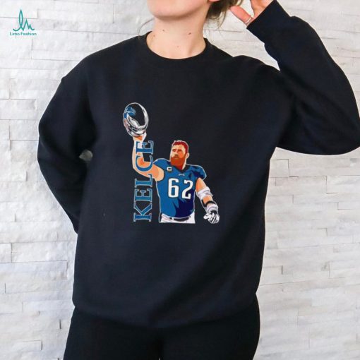 Philadelphia Eagles Jason Kelce holding helmet shirt