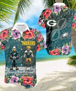 Philadelphia Eagles VS NFL Green Bay Packers Mascot Colorful Aloha Hawaiian Shirt Gift For Fans