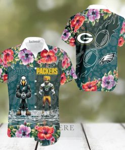 Philadelphia Eagles VS NFL Green Bay Packers Mascot Colorful Aloha Hawaiian Shirt Gift For Fans