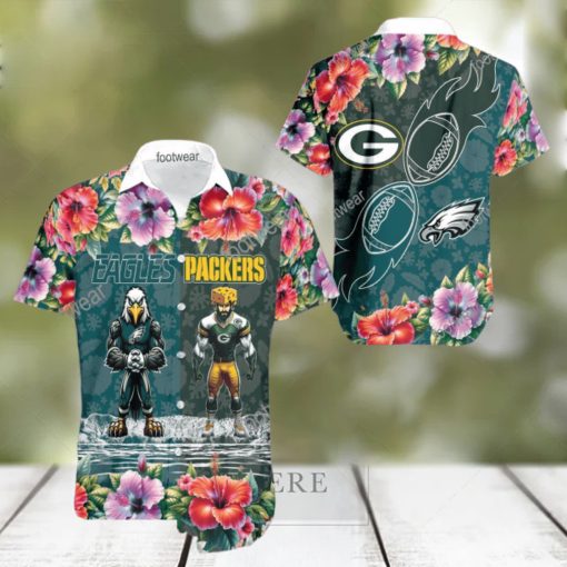 Philadelphia Eagles VS NFL Green Bay Packers Mascot Colorful Aloha Hawaiian Shirt Gift For Fans