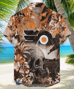 Philadelphia Flyers NHL Hawaiian Shirt Tropical Skull Design For Men Women