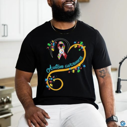 Pittsburgh Steelers Autism Awareness Heart Loves 2024 Logo Shirt