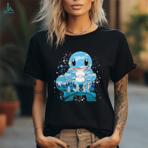 Pokemon Squirtle Wartortle and Blastoise water evolution painting shirt