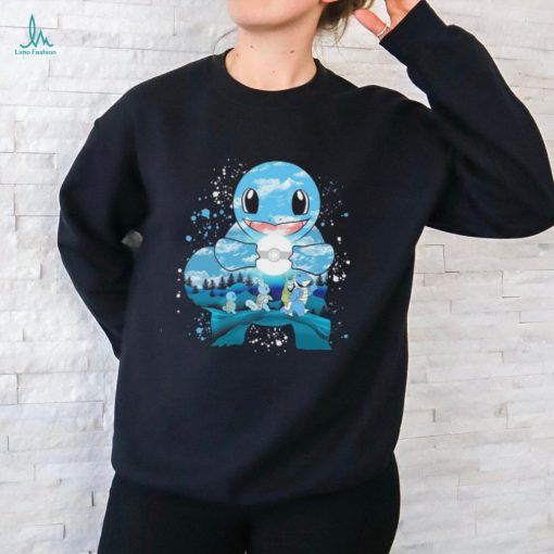 Pokemon Squirtle Wartortle and Blastoise water evolution painting shirt