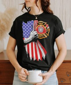 Proud Firefighter symbol american flag hand shirt
