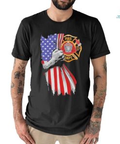 Proud Firefighter symbol american flag hand shirt