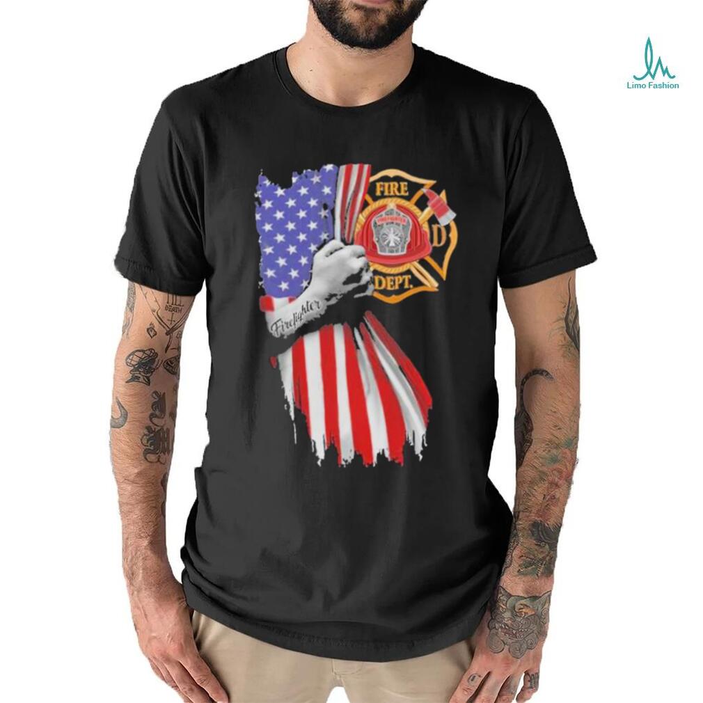 Proud Firefighter symbol american flag hand shirt Proud Firefighter symbol american flag hand shirt