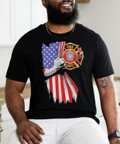 Proud Firefighter symbol american flag hand shirt