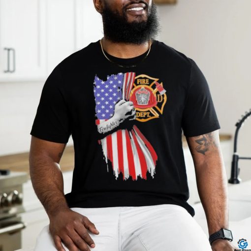 Proud Firefighter symbol american flag hand shirt