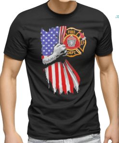 Proud Firefighter symbol american flag hand shirt