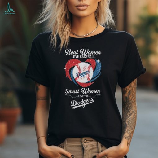 Real Women Love Baseball Smart Women Love The Los Angeles Dodgers Heart Hoodie Black shirt