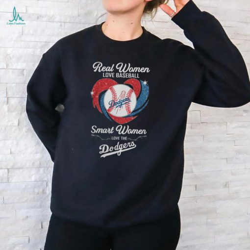 Real Women Love Baseball Smart Women Love The Los Angeles Dodgers Heart Hoodie Black shirt