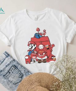 Red House Cartoon Characters Mario Angry Bird And Muppet T shirt