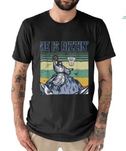 Retro He Is Rizzin Funny Jesus Playing Basketball T shirt
