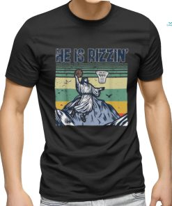 Retro He Is Rizzin Funny Jesus Playing Basketball T shirt