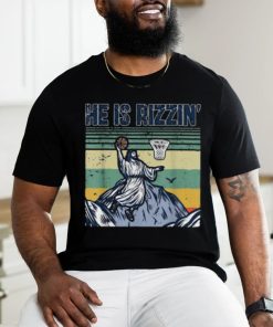Retro He Is Rizzin Funny Jesus Playing Basketball T shirt