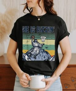 Retro He Is Rizzin Funny Jesus Playing Basketball T shirt