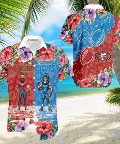 San Francisco 49ers VS NFL Detroit Lions Mascot Souvenir New Aloha Hawaiian Shirt For Men And Women