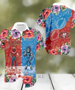 San Francisco 49ers VS NFL Detroit Lions Mascot Souvenir New Aloha Hawaiian Shirt For Men And Women