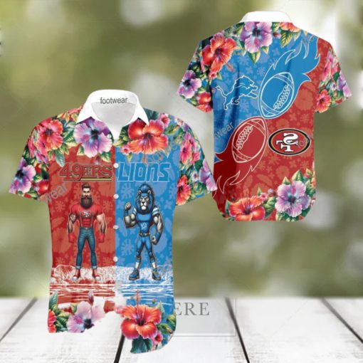 San Francisco 49ers VS NFL Detroit Lions Mascot Souvenir New Aloha Hawaiian Shirt For Men And Women