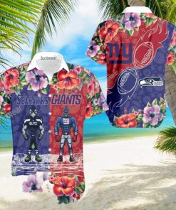 Seattle Seahawks VS NFL New York Giants Mascot Latest All Over Print Hawaiian Shirt Men And Women Gift