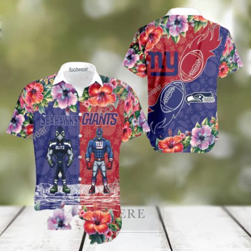 Seattle Seahawks VS NFL New York Giants Mascot Latest All Over Print Hawaiian Shirt Men And Women Gift