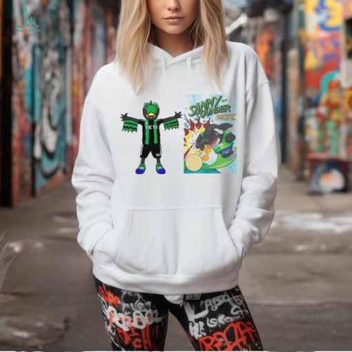 Seattle Sounders VS Austin MLS 2024 mascot cartoon soccer shirt