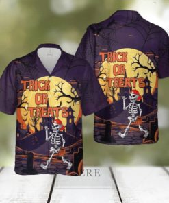 Skeleton Player Baseball Halloween Hawaiian Shirt Beach Shirt For Men Women