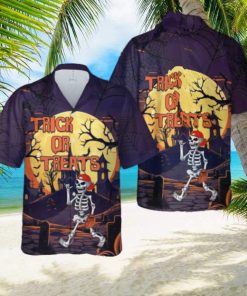 Skeleton Player Baseball Halloween Hawaiian Shirt Beach Shirt For Men Women