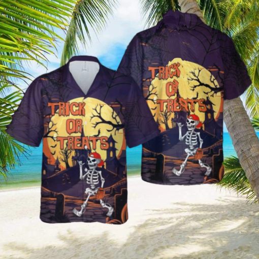 Skeleton Player Baseball Halloween Hawaiian Shirt Beach Shirt For Men Women