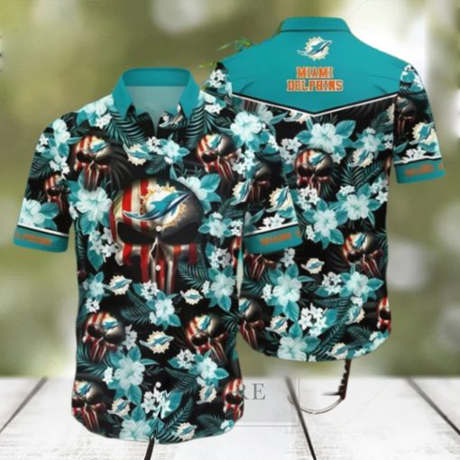 Skull Flower Miami Dolphins Hawaiian Shirt