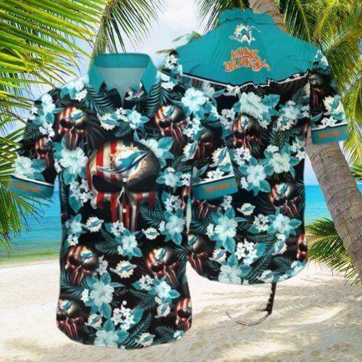 Skull Flower Miami Dolphins Hawaiian Shirt