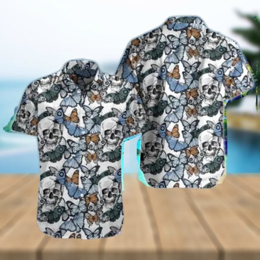 Skulls And Butterflies Hawaiian Shirt Best Gift