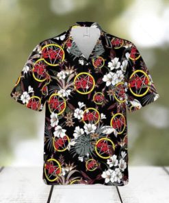 Slayer Rock Band With White Flower 2024 Summer Trending Hawaiian Shirt