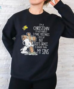 Snoopy I’m a Christian I’m not perfect I make mistakes I mess up but god’s grace shirt
