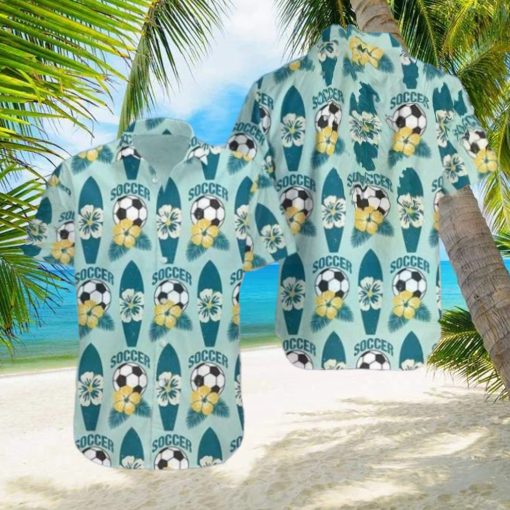 Soccer Surfing Summer Hibiscus Hawaiian Shirt