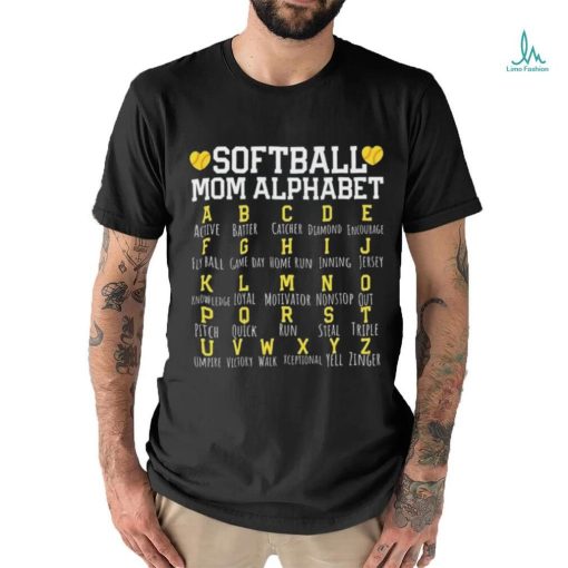 Softball Mom Alphabet Sporty Family Shirt