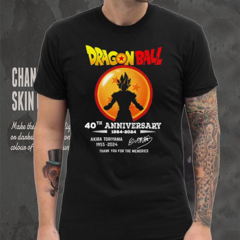 Son Goku Dragon Ball 40th anniversary 1984 2024 Akira Toriyama 1955 2024 signature thank you for the memories shirt Son Goku Dragon Ball 40th anniversary 1984 2024 Akira Toriyama 1955 2024 signature thank you for the memories shirt