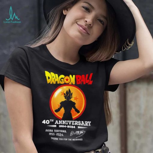 Son Goku Dragon Ball 40th anniversary 1984 2024 Akira Toriyama 1955 2024 signature thank you for the memories shirt