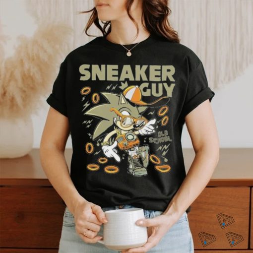 Sonic wear a hat, glasses, camera chain and Jordan 5 sneaker guy shirt